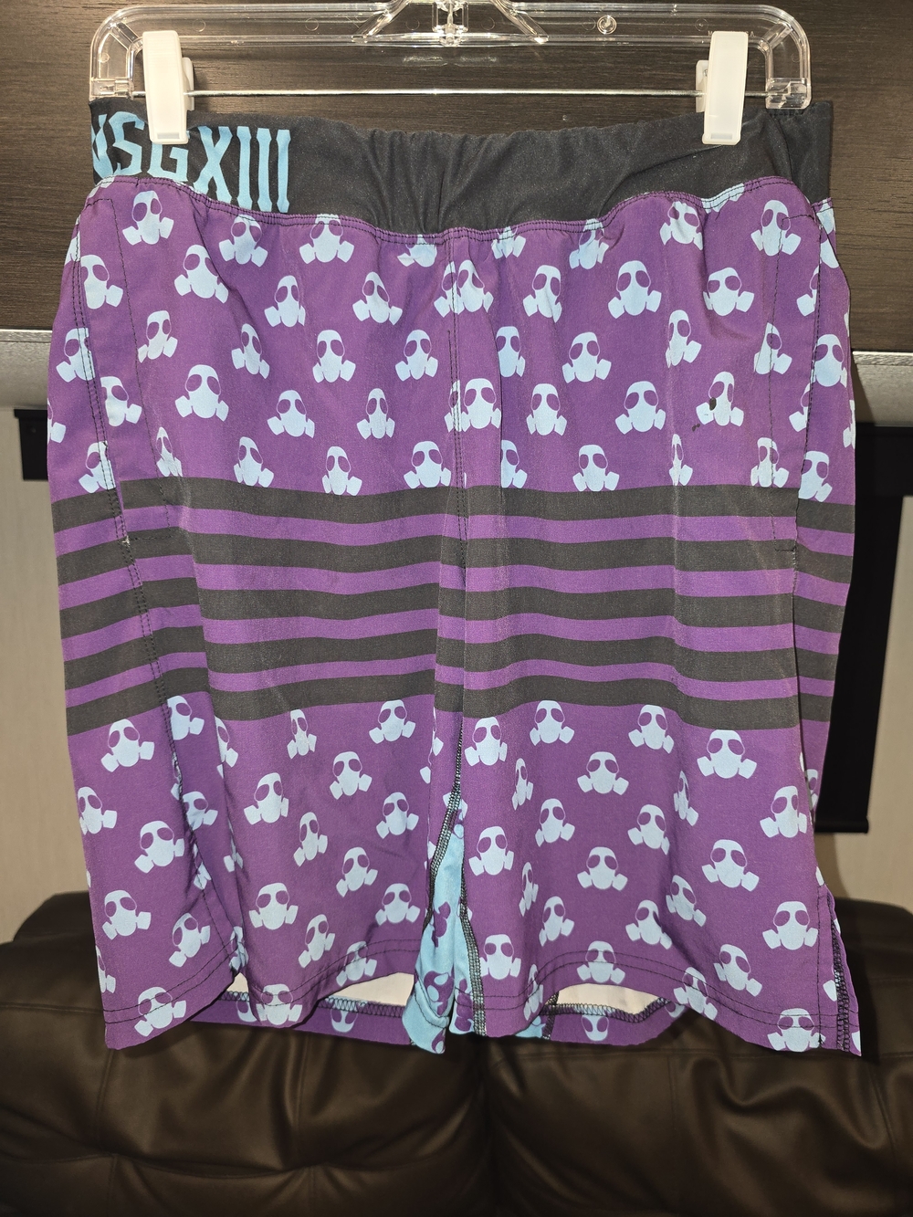 Purple Gas Mask Print Athletic Shorts From No Surrender